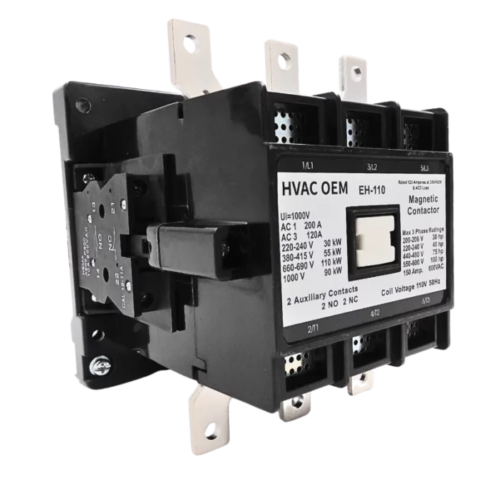EH110 Contactor, 110V 50Hz coil, with built-in 2NO+2NC auxiliary contacts - Image 6