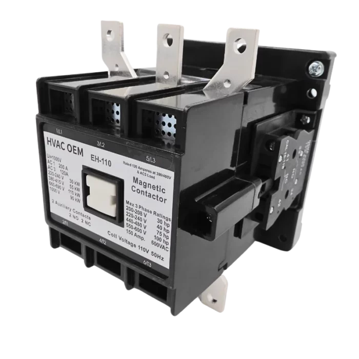 EH110 Contactor, 110V 50Hz coil, with built-in 2NO+2NC auxiliary contacts - Image 3