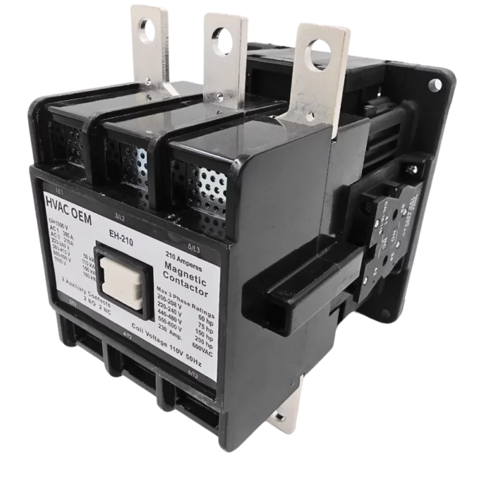EH210 Contactor, 110V 50Hz coil, with built-in 2NO+2NC auxiliary contacts - Image 3