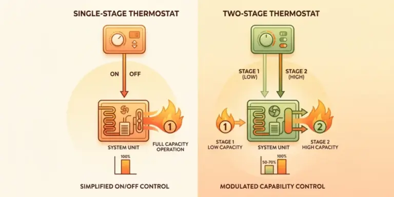 Difference between single stage and two stage thermostat?