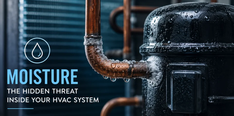 What does moisture do inside a HVAC system?