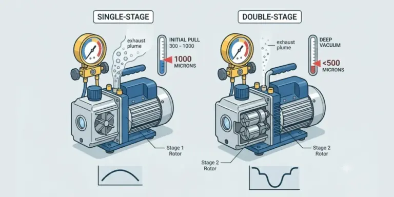 What is the difference between a single stage and double stage vacuum pumps?