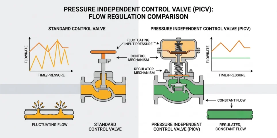 What are the benefits of a pressure independent control valve (PICV)?