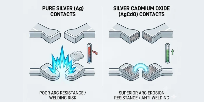 What does Silver Cadmium Oxide do in electrical contacts?