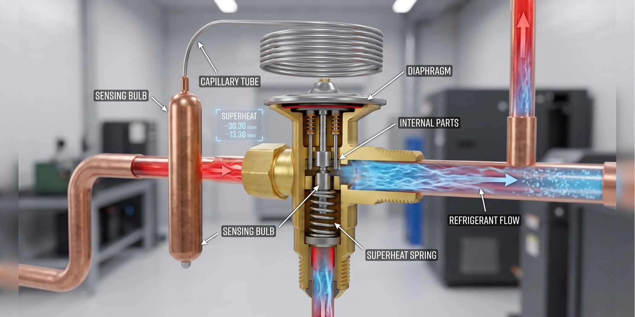 Workings of a Thermostatic Expansion Valve (TXV)