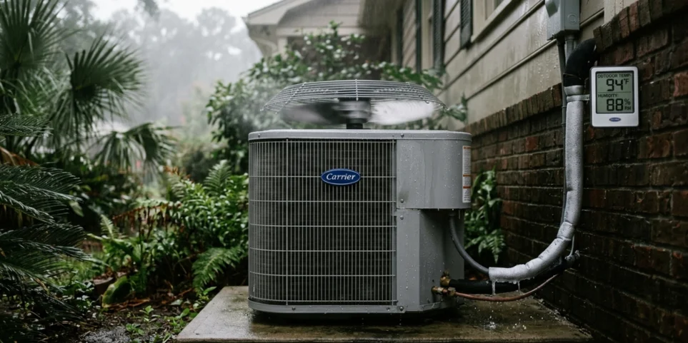 What happens to air conditioning in high humidity?