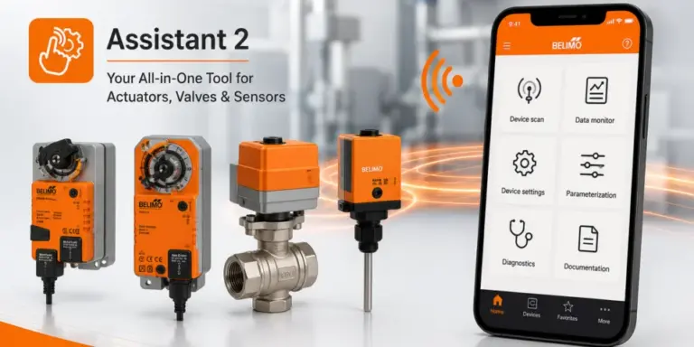 Belimo Actuators, Valves, Sensors    There’s an app for that.  It’s Called Belimo Assistant 2 